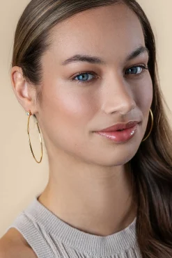 Sale Zinzi 55mm gold plated zilveren oorstekers 5mm witte zirconia met halve oorringen 55mm en 1,5mm buisdikte ZIO2574Y