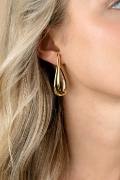 Clearance Zinzi 49mm gold plated zilveren grote oorringen in organische vorm met een speelse twist en handige bovensluiting ZIO2675G