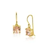 Clearance Zinzi 24mm gold plated zilveren oorhangers met trendy vierkante kleursteen in licht roze ZIO2579