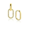 Best Zinzi 15mm gold plated zilveren oorbedels ovale vorm witte zirconia's ZICH2444 (zonder oorringen)