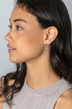 Best Zinzi 15mm gold plated zilveren oorbedels ovale vorm witte zirconia's ZICH2444 (zonder oorringen)