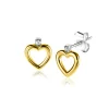 Hot Zinzi 9mm gold plated zilveren oorstekers open hartje witte zirconia ZIO2566