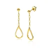 New Zinzi 31mm gold plated zilveren oorstekers met schakelkettinkje en open druppelvorm ZIO2634