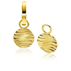 Zinzi 12mm gold plated zilveren oorbedels rond met sierlijke golven als bewerking ZICH2450 (zonder oorringen)