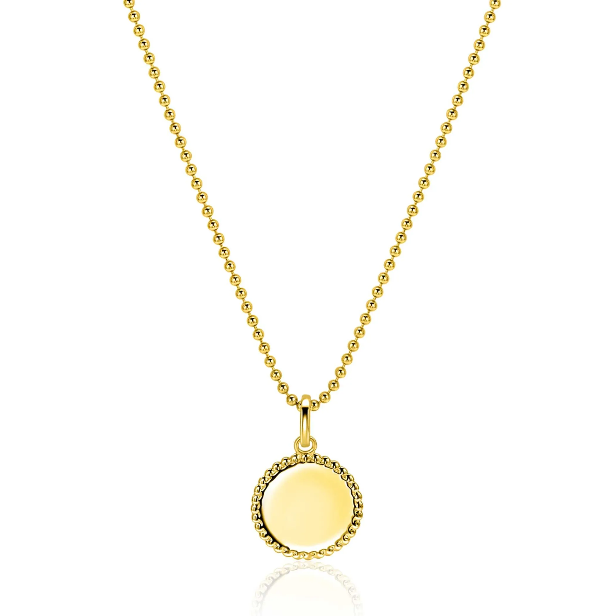Online Zinzi 12mm gold plated zilveren coin hanger met parelrand voor gravure ZIH2650G (zonder collier)