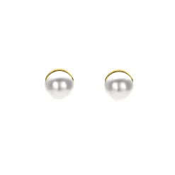 Outlet Zinzi 4mm gold plated zilveren oorknoppen wit parel ZIO1318Y