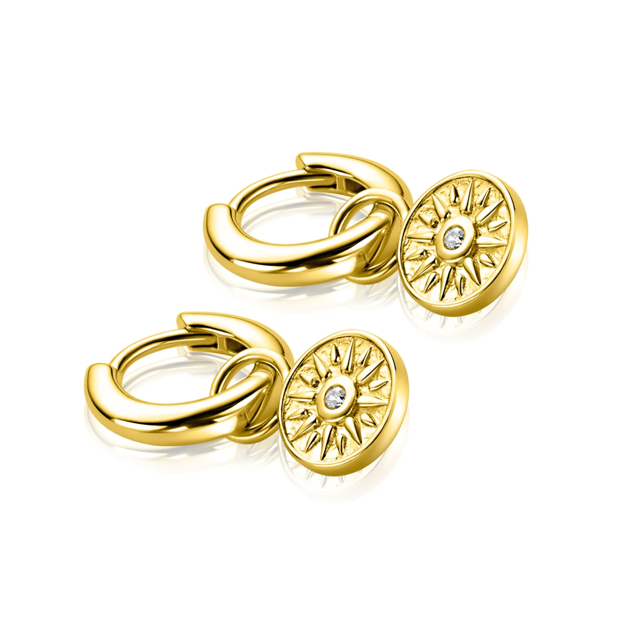 Hot Zinzi 8mm gold plated zilveren oorbedels zon ZICH2741 (zonder oorringen)
