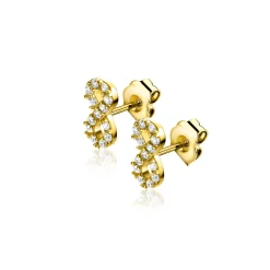 Zinzi 8mm gold plated zilveren oorknoppen Infinity bezet met witte zirconia's ZIO2597Y