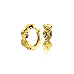 New Zinzi 15mm gold plated zilveren oorringen met luxe Infinity teken en klapsluiting ZIO2684