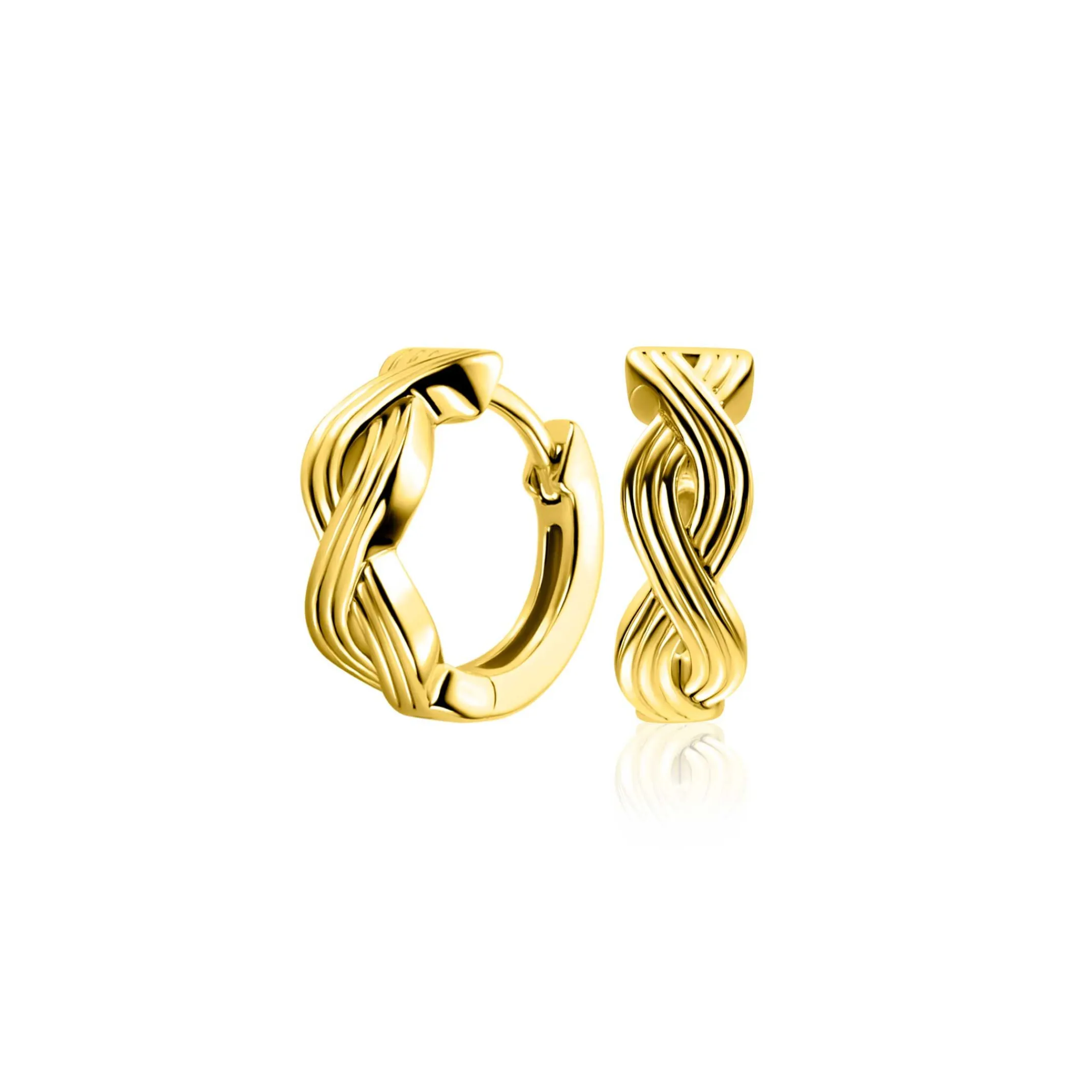 New Zinzi 15mm gold plated zilveren oorringen met luxe Infinity teken en klapsluiting ZIO2684