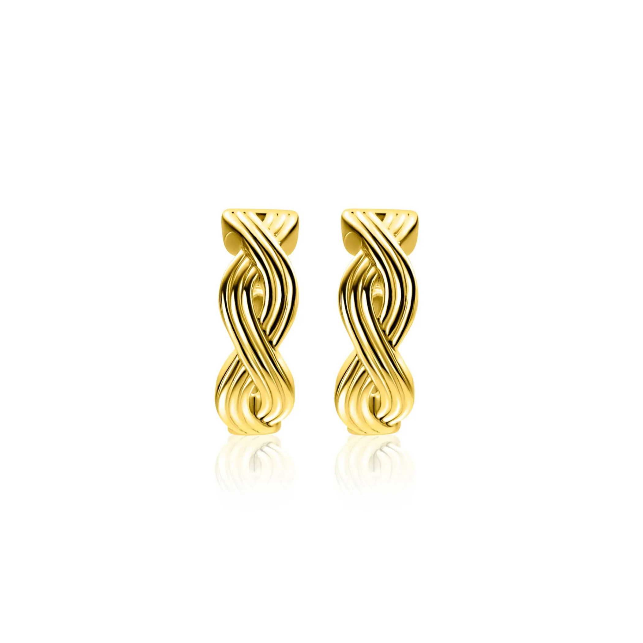 New Zinzi 15mm gold plated zilveren oorringen met luxe Infinity teken en klapsluiting ZIO2684