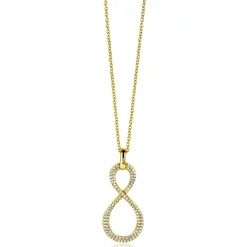 New Zinzi 35mm gold plated zilveren hanger Infinity bezet met witte zirconia's ZIH2570Y (zonder collier)