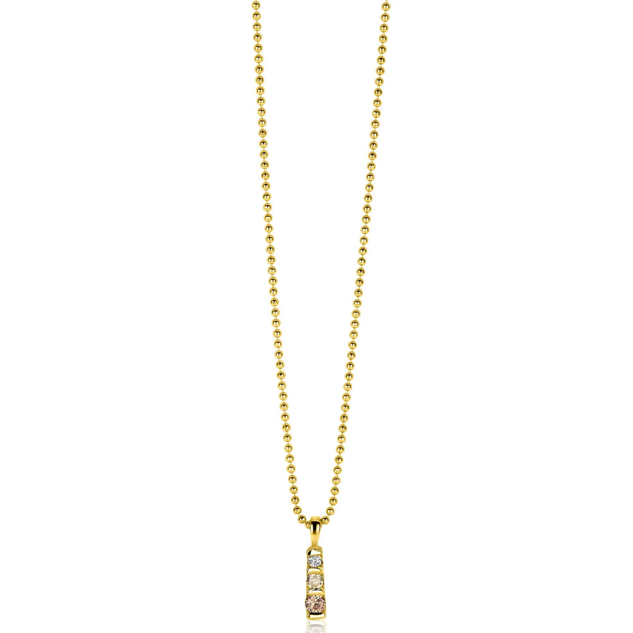 Zinzi 15mm gold plated zilveren hanger bezet met champagne, peridot en witte zirconia ZIH2612 (zonder collier)