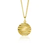 Clearance Zinzi 18mm gold plated zilveren hanger rond met sierlijke golven als bewerking ZIH2450 (zonder collier)