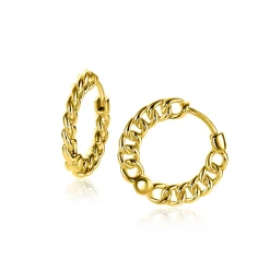 Online Zinzi 17mm gold plated zilveren oorringen, vanaf zijkant gourmet schakel zichtbaar, 2mm breed, met luxe klapsluiting ZIO1414G
