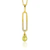 Zinzi 37mm gold plated zilveren hanger met trendy open ovale vorm en peervormige hanger groen peridot ZIH2430 (zonder collier)