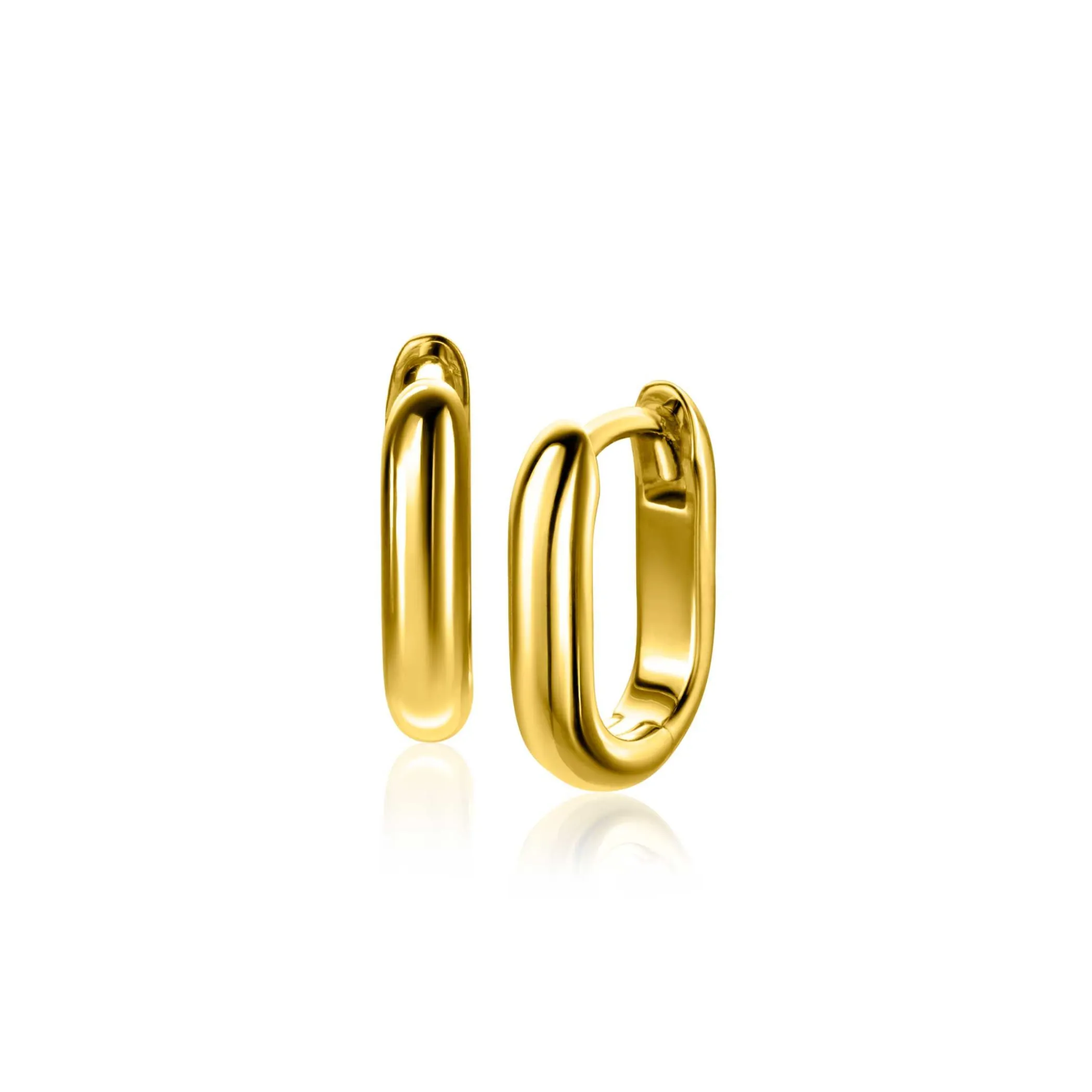 Zinzi 14,5mm gold plated zilveren oorringen in ovale vorm met ronde buis 3mm breed ZIO2603G