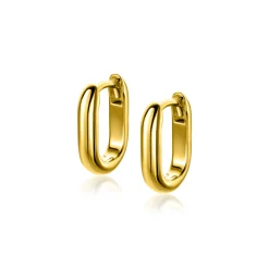 Zinzi 14,5mm gold plated zilveren oorringen in ovale vorm met ronde buis 3mm breed ZIO2603G