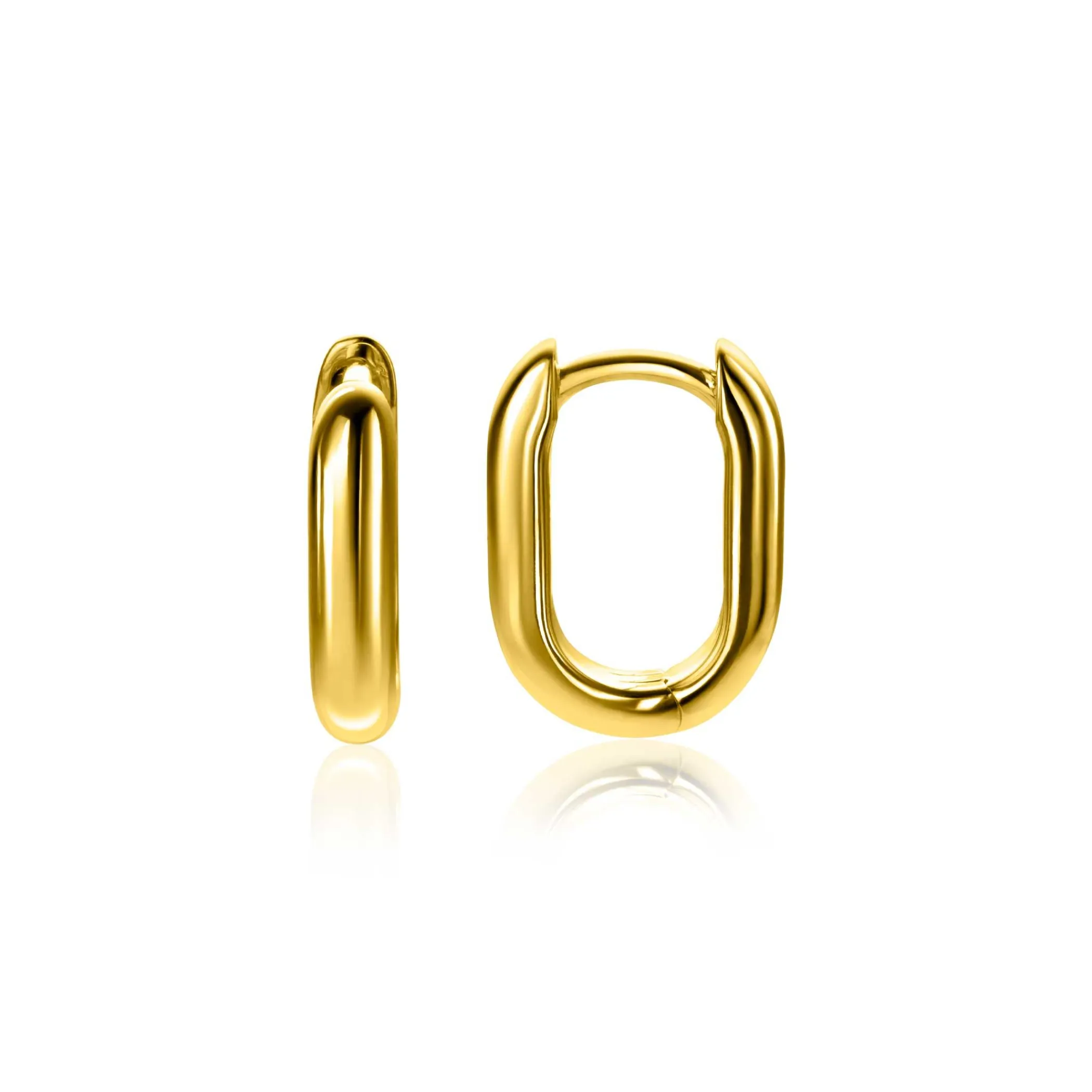 Zinzi 14,5mm gold plated zilveren oorringen in ovale vorm met ronde buis 3mm breed ZIO2603G