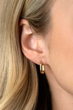 Zinzi 14,5mm gold plated zilveren oorringen in ovale vorm met ronde buis 3mm breed ZIO2603G