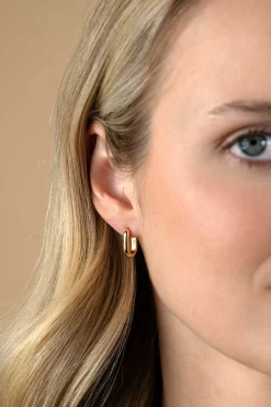 Zinzi 14,5mm gold plated zilveren oorringen in ovale vorm met ronde buis 3mm breed ZIO2603G
