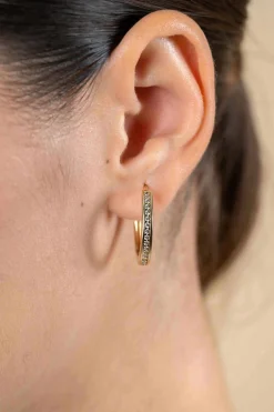 Online Zinzi 24mm gold plated zilveren oorringen met witte zirconia's en luxe klapsluiting, buisdikte 3mm ZIO192Y