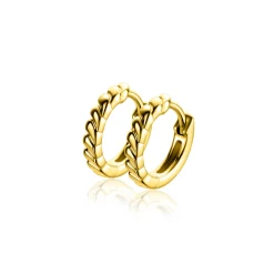 Zinzi 14mm gold plated zilveren oorringen met kleine druppels en luxe klapsluiting ZIO2688G