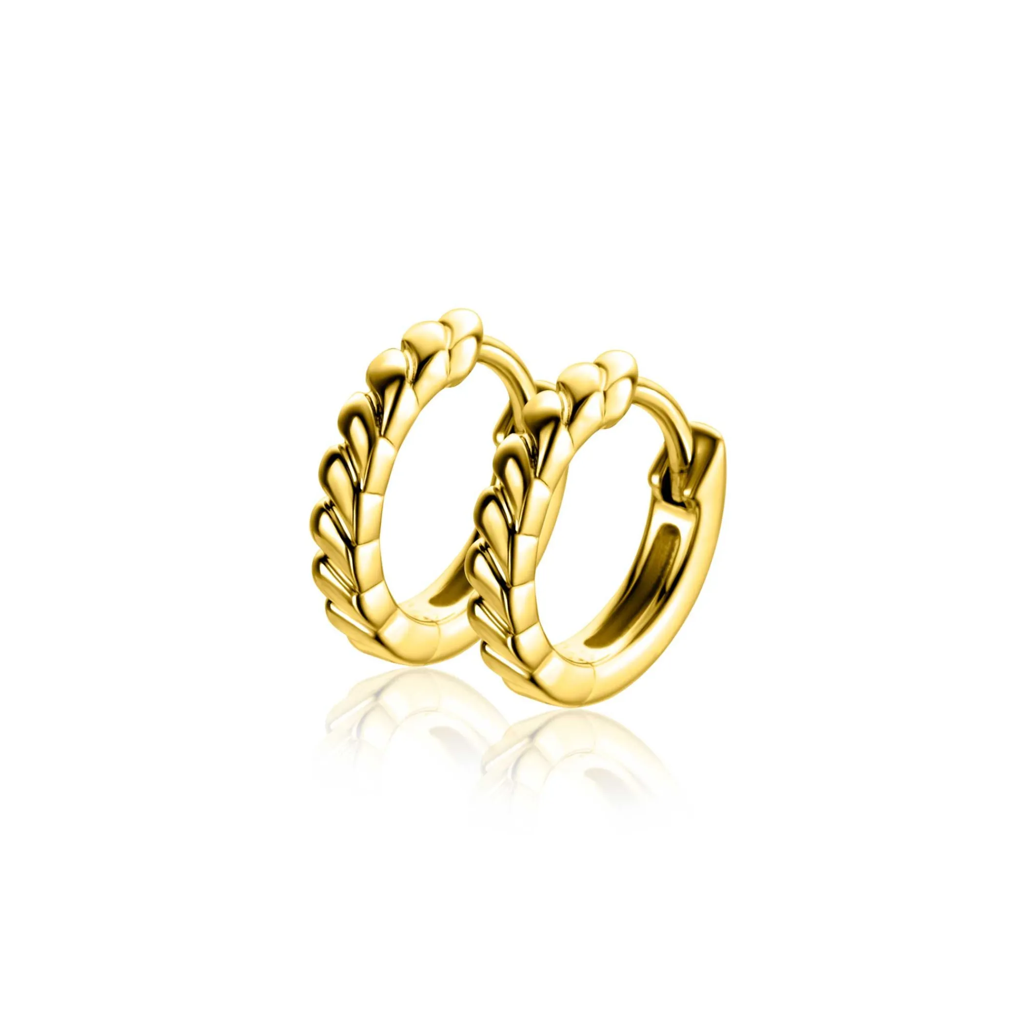 Zinzi 14mm gold plated zilveren oorringen met kleine druppels en luxe klapsluiting ZIO2688G