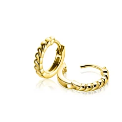 Zinzi 14mm gold plated zilveren oorringen met kleine druppels en luxe klapsluiting ZIO2688G