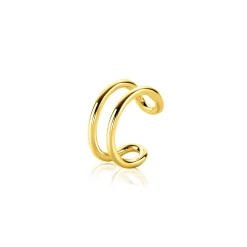 Clearance Zinzi 12,5mm gold plated zilveren ear cuff multi-look dubbele buis 5,5mm breed per stuk geprijsd ZIO-CUFF4G
