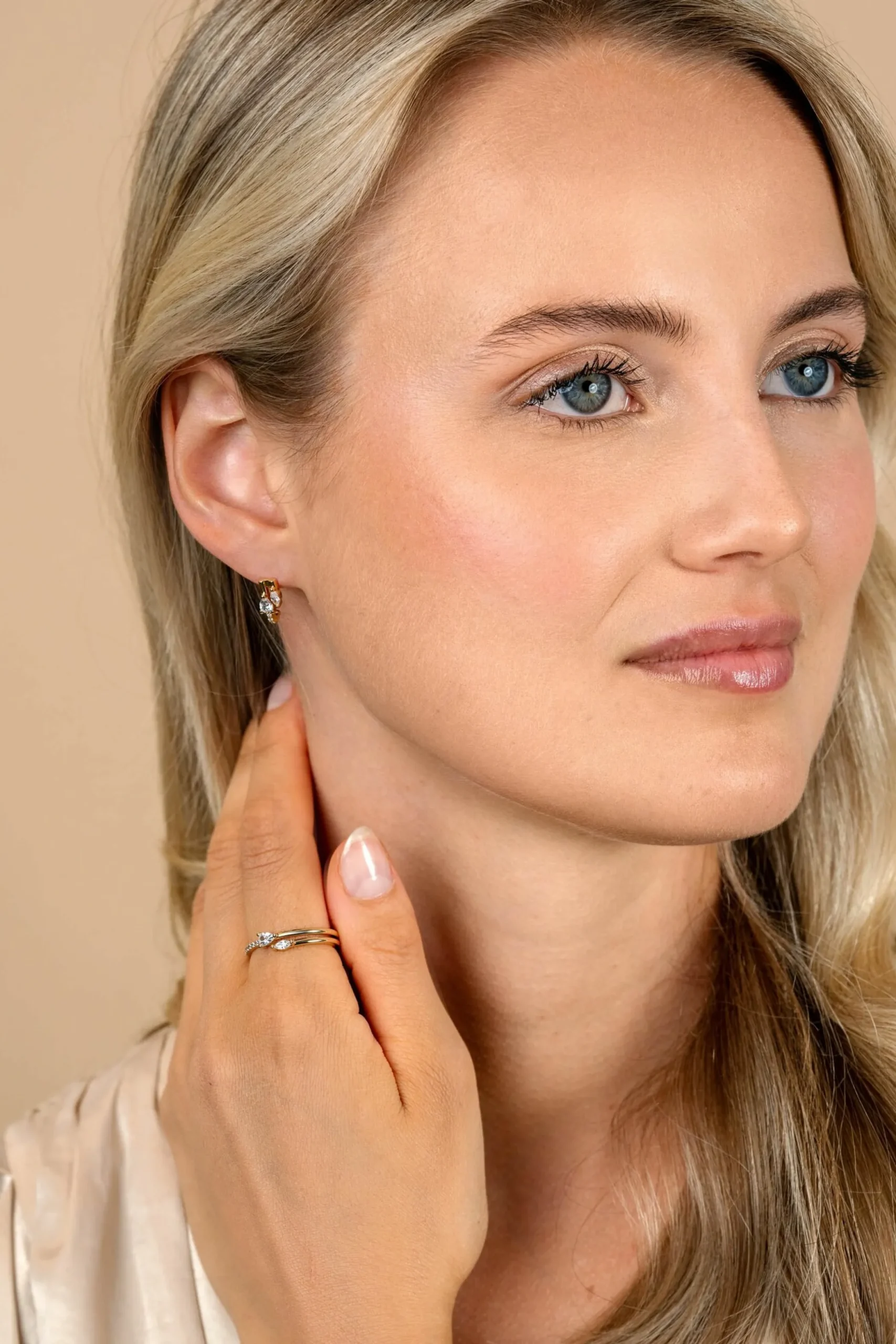 Hot Zinzi 12mm gold plated zilveren multi-look oorstekers met peervormige en ovale witte zirkonia's ZIO2689Y
