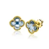 New Zinzi 9mm gold plated zilveren oorstekers in klaver vorm met lichtblauwe kleursteen ZIO2662B