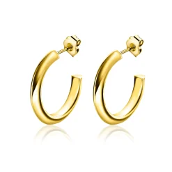 Hot Zinzi 20mm gold plated zilveren halve oorringen 3mm buisdikte met stekers ZIO2432G