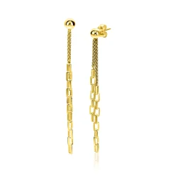 Clearance Zinzi 65mm gold plated zilveren multi-look oorstekers met bungelende paperclip schakels ZIO2709G