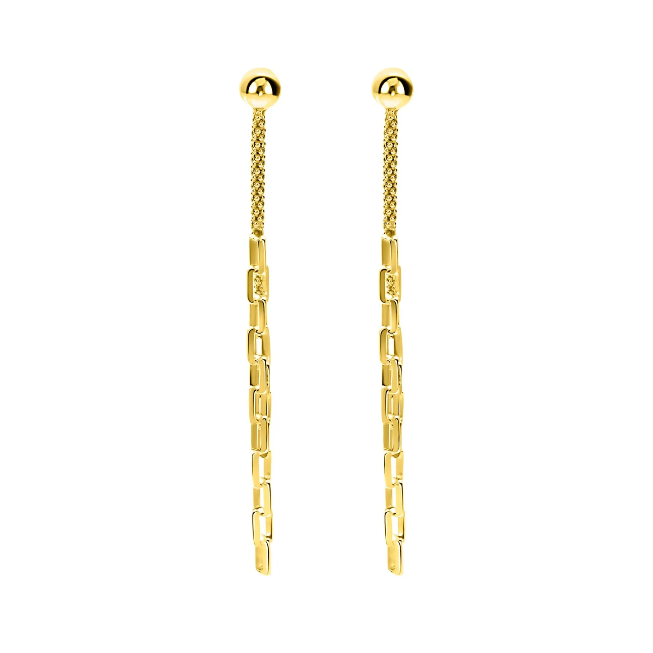 Clearance Zinzi 65mm gold plated zilveren multi-look oorstekers met bungelende paperclip schakels ZIO2709G