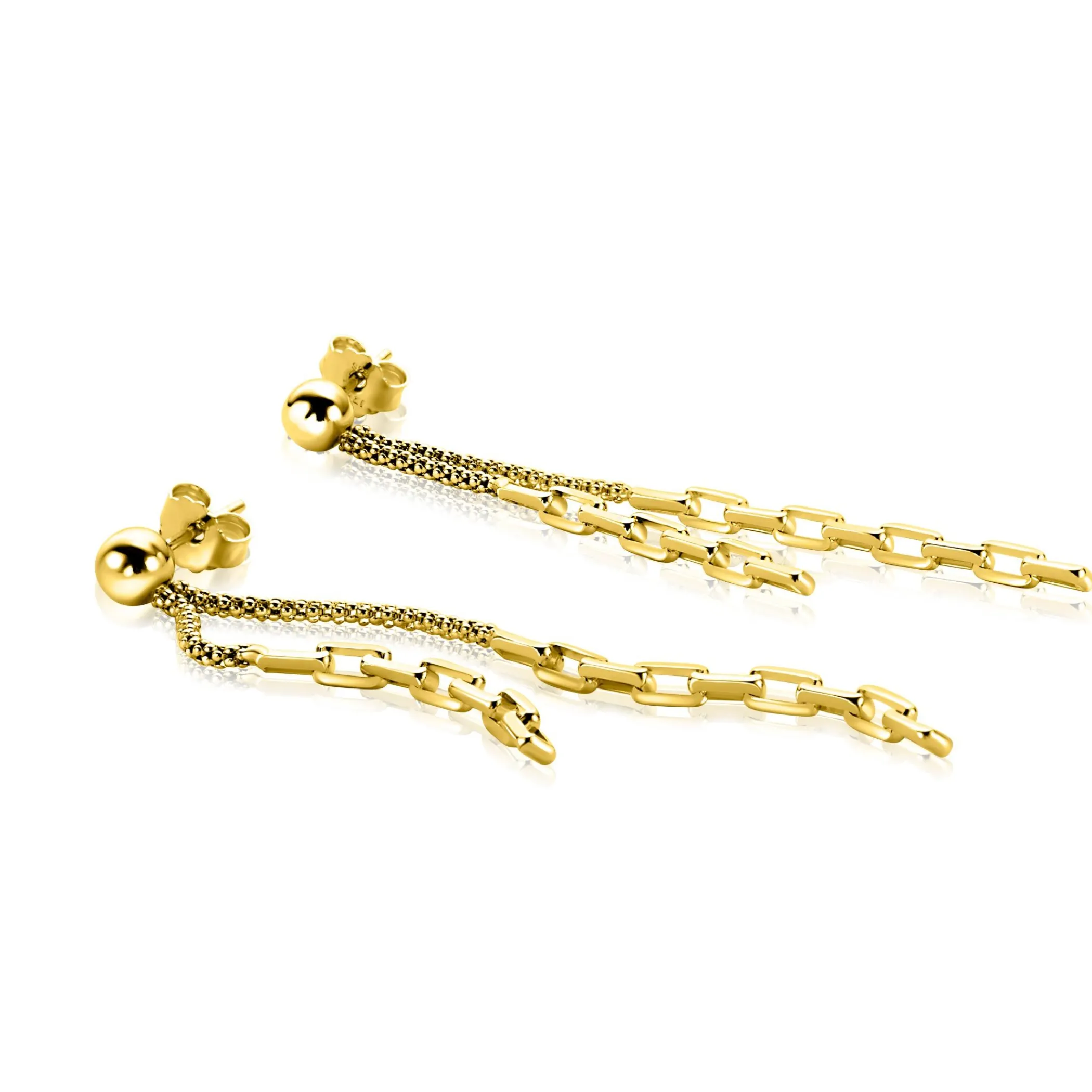 Clearance Zinzi 65mm gold plated zilveren multi-look oorstekers met bungelende paperclip schakels ZIO2709G