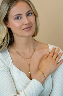 Clearance Zinzi 65mm gold plated zilveren multi-look oorstekers met bungelende paperclip schakels ZIO2709G