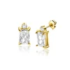 Zinzi 9mm gold plated zilveren oorstekers baguette rechthoek wit ZIO2441