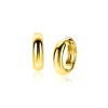 New Zinzi 15mm gold plated zilveren oorringen met gladde ronde buis van 4mm breed en luxe klapsluiting ZIO2565G