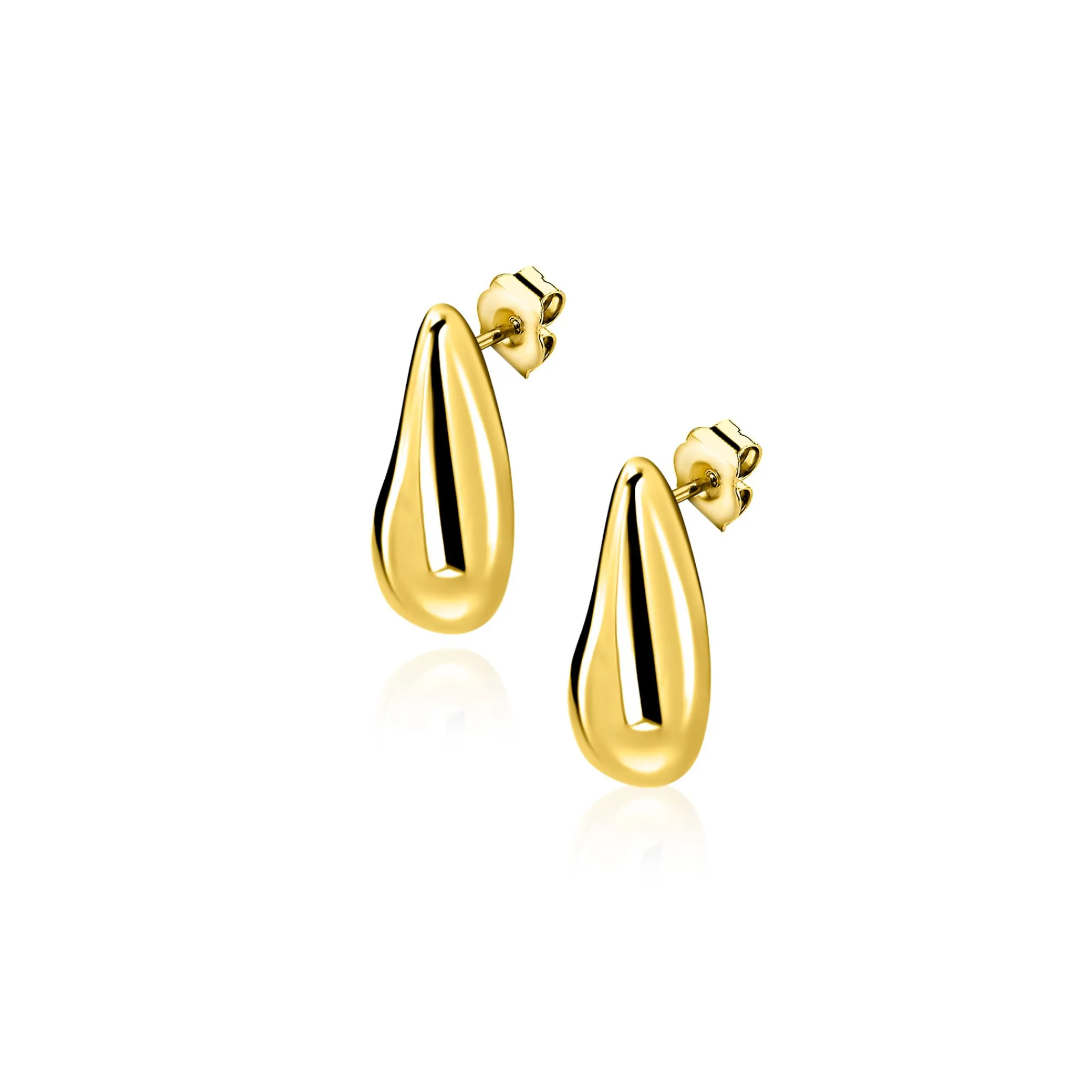 Clearance Zinzi 8,5mm gold plated zilveren oorstekers druppelvorm ZIO2719G