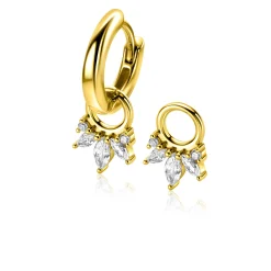Zinzi 10mm gold plated zilveren oorbedels met vijf speelse zettingen in aflopende grootte, bezet met witte zirconia's ZICH2633 (zonder oorringen)