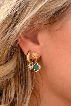 Zinzi 10mm gold plated zilveren oorbedels met vijf speelse zettingen in aflopende grootte, bezet met witte zirconia's ZICH2633 (zonder oorringen)
