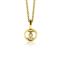New Zinzi 9mm gold plated zilveren Tweelingen sterrenbeeldhanger bezet met witte zirconia ZIHY-TWE (zonder collier)