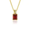 Online Zinzi 14mm gold plated zilveren hanger met rechthoekige rood granaat kleursteen en luxe hangoog ZIH2392R (zonder collier)