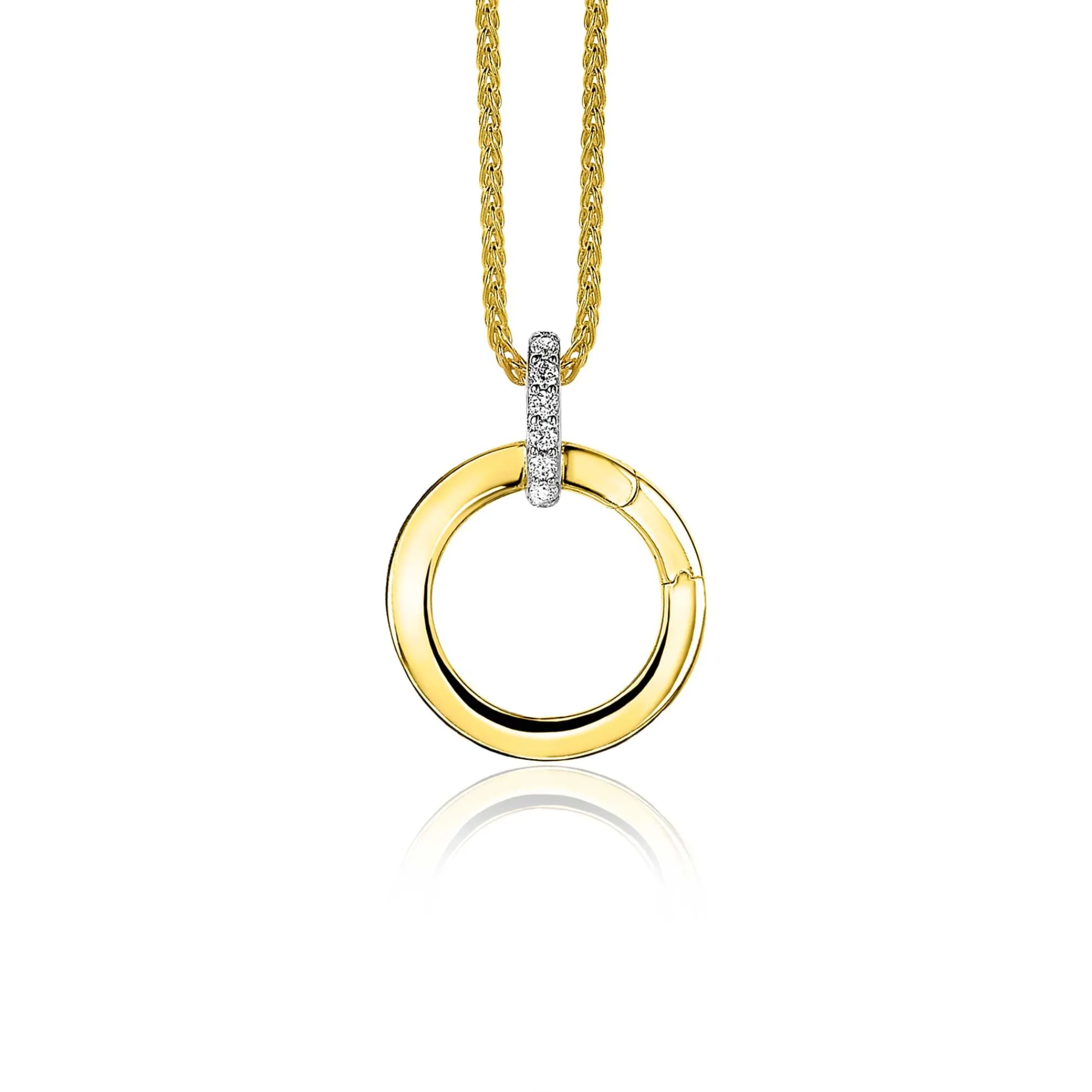 Discount Zinzi 17mm gold plated zilveren ronde hanger met sluitring ZIH2060Y (zonder collier)