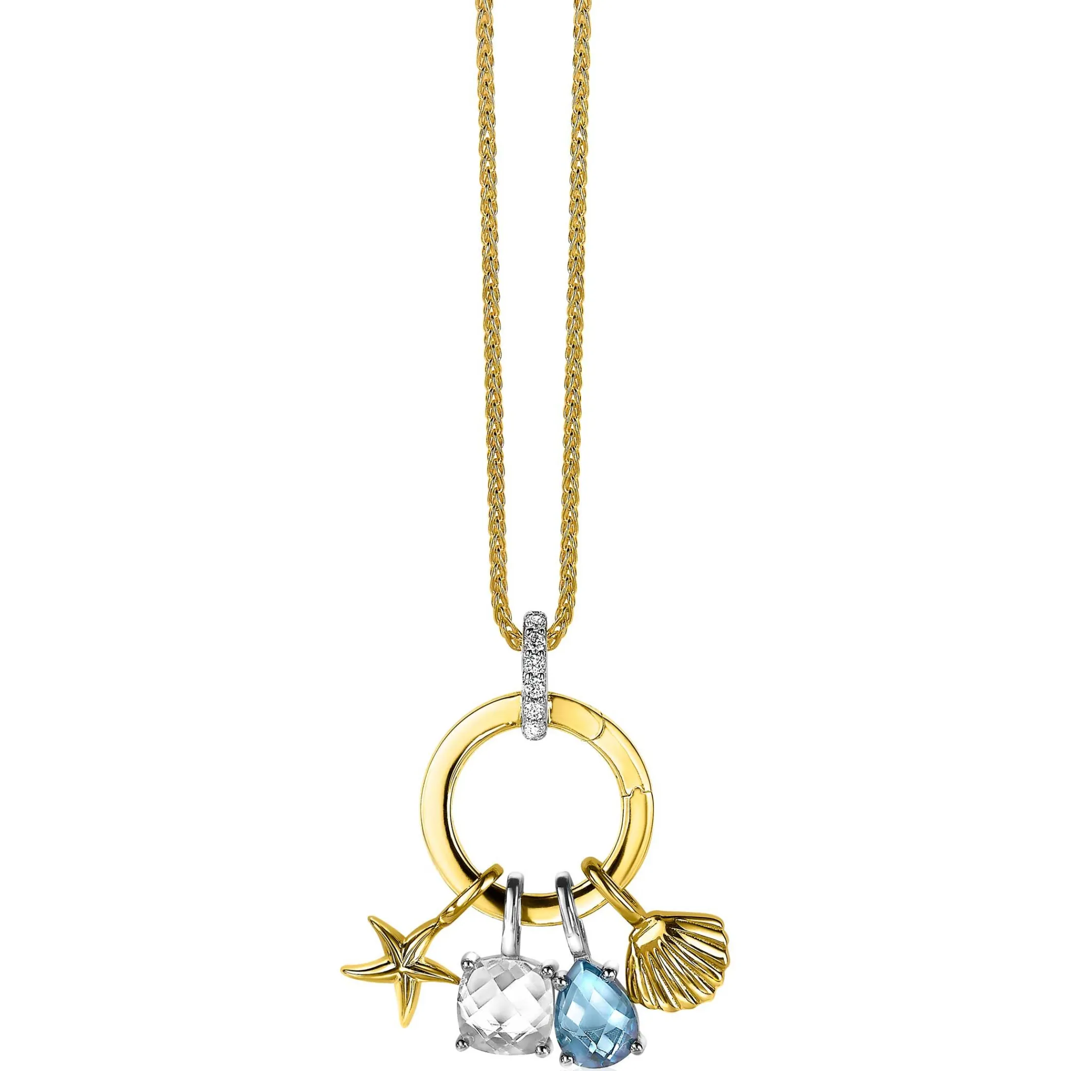 Discount Zinzi 17mm gold plated zilveren ronde hanger met sluitring ZIH2060Y (zonder collier)
