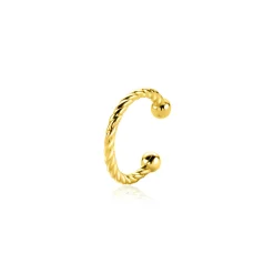Clearance Zinzi 12,5mm gold plated zilveren ear cuff gedraaide buis per stuk geprijsd ZIO-CUFF3G