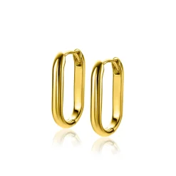 Online Zinzi 20mm gold plated zilveren oorringen in ovale vorm met ronde buis 3mm breed ZIO2605G