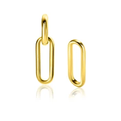 Discount Zinzi 20mm gold plated zilveren oorbedels open ovale vorm glad ZICH2415G (zonder oorringen)