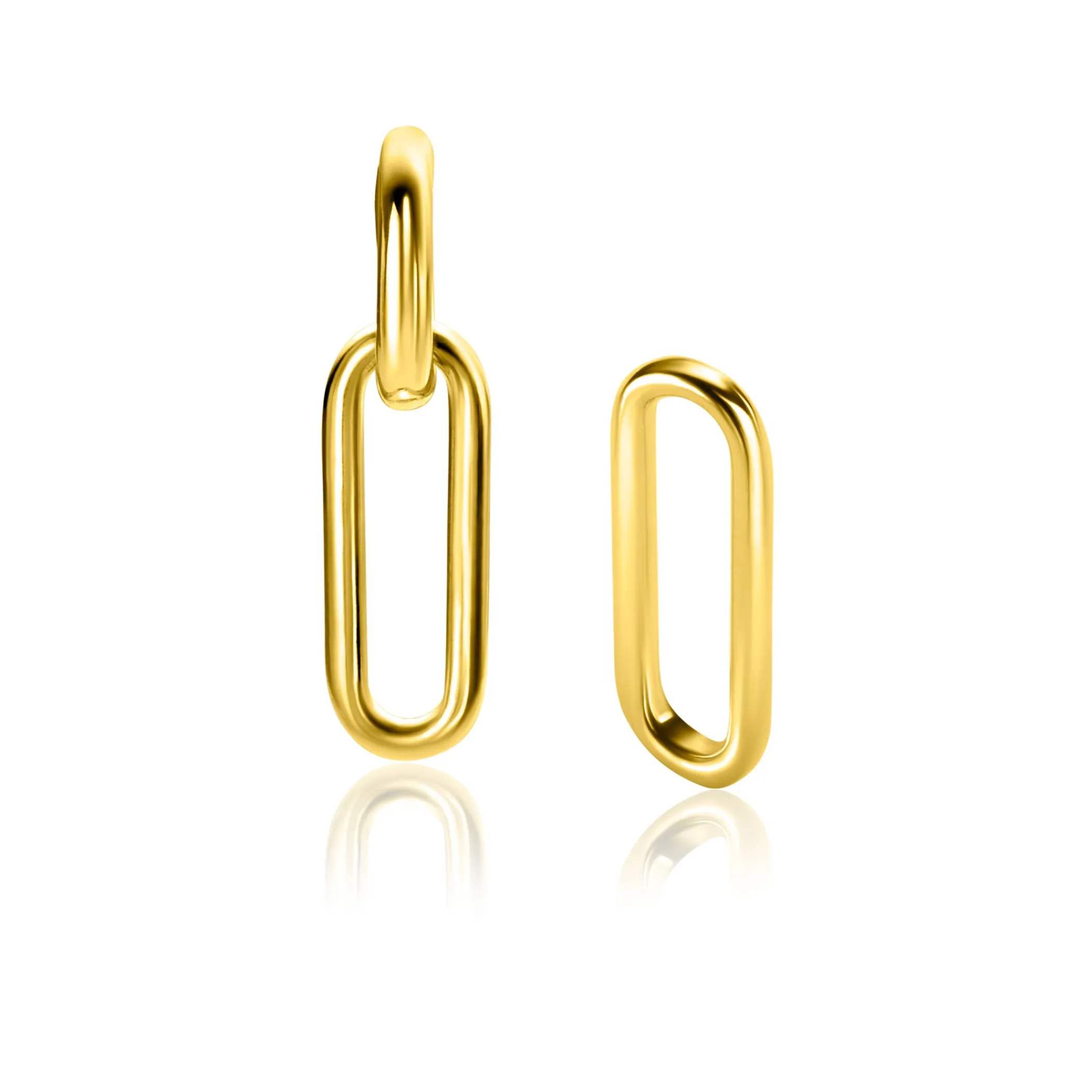 Discount Zinzi 20mm gold plated zilveren oorbedels open ovale vorm glad ZICH2415G (zonder oorringen)